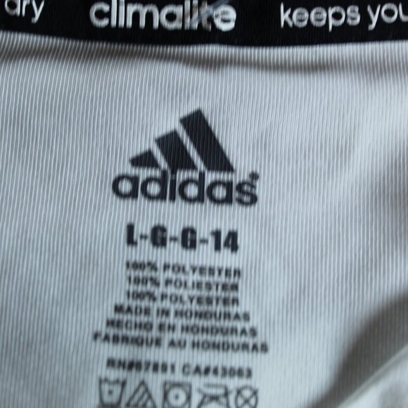 Adidas Girls Large Climalite White Graphic T-Shirt Multicolor Logo - Picture 4 of 5